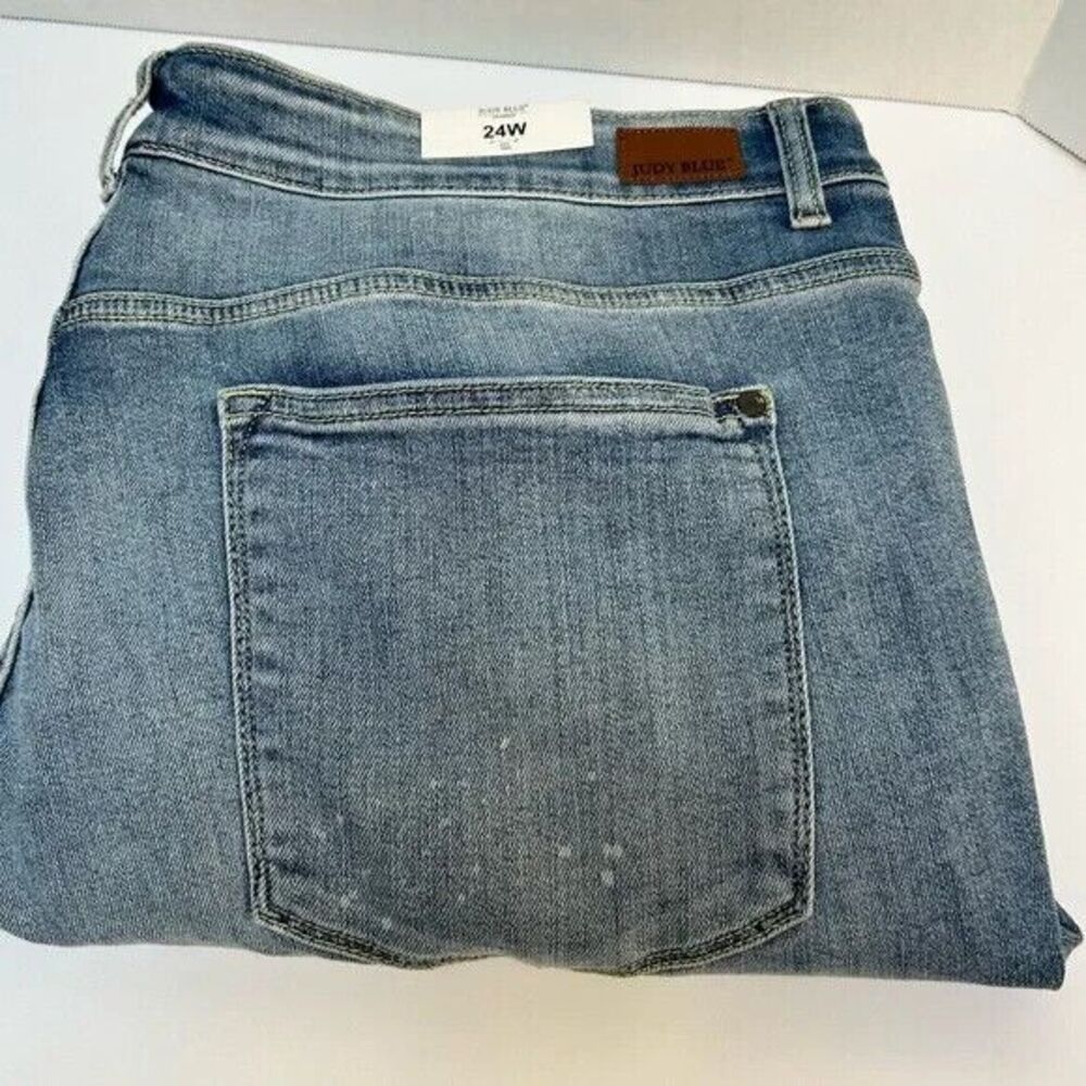 Judy Blue NWT Evanston Bleach Destroyed Hi-Rise Skinny Light Jeans 24W 82293